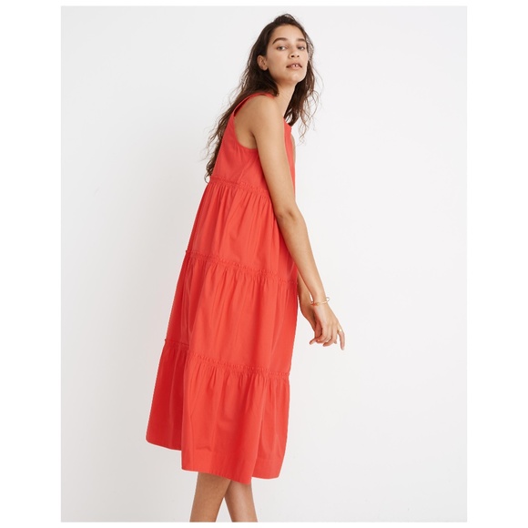 Madewell | Dresses | Madewell Cattail Tiered Red Dress Small | Poshmark